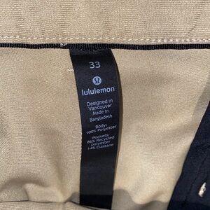 Men’s Lululemon Trousers. Size 33 waist and 42 inches long. Khaki in color.
